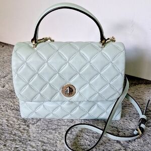 Kate Spade Small Quilted Leather Satchel/Xbody Bag In Light Blue NWOT M